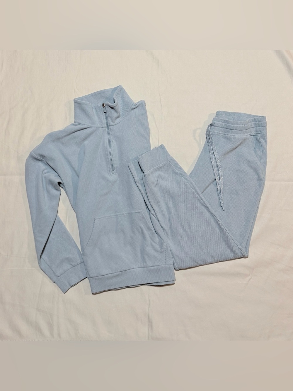 Marc New‎ York Light Blue Lounge Set Ribbed Quarter-Zip Jogger Large